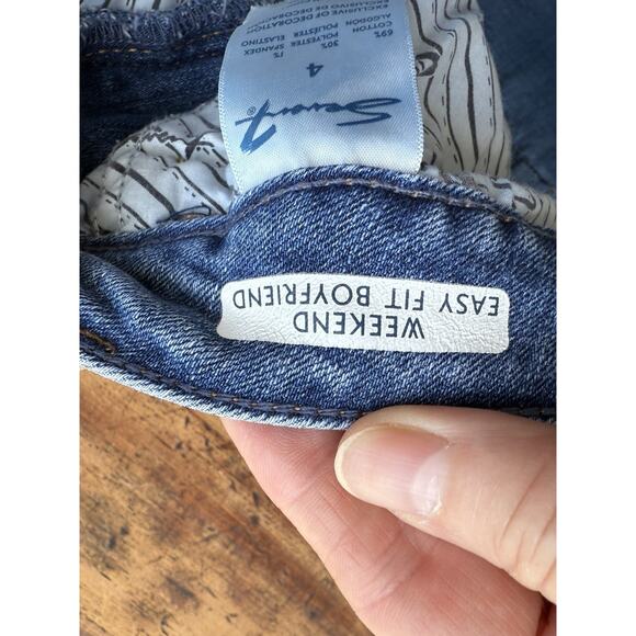 Seven7 Weekend Easy Fit Boyfriend Cuffed Distressed Women's Blue Jeans Waist 32” - Picture 7 of 8